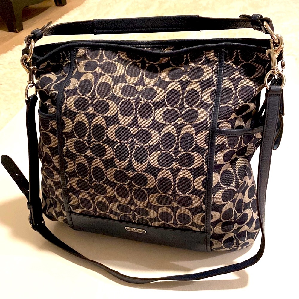 Coach Navy Denim Signature Hobo Handbag PRICE FIRM - Picture 3 of 10
